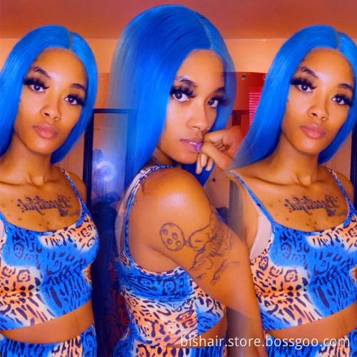 Colored Lace Front Human Hair Wigs Pink Gray Green Yellow Beazilian Transparent Pre Pluck Remy Lace Frontal Wig Brazilian Hair